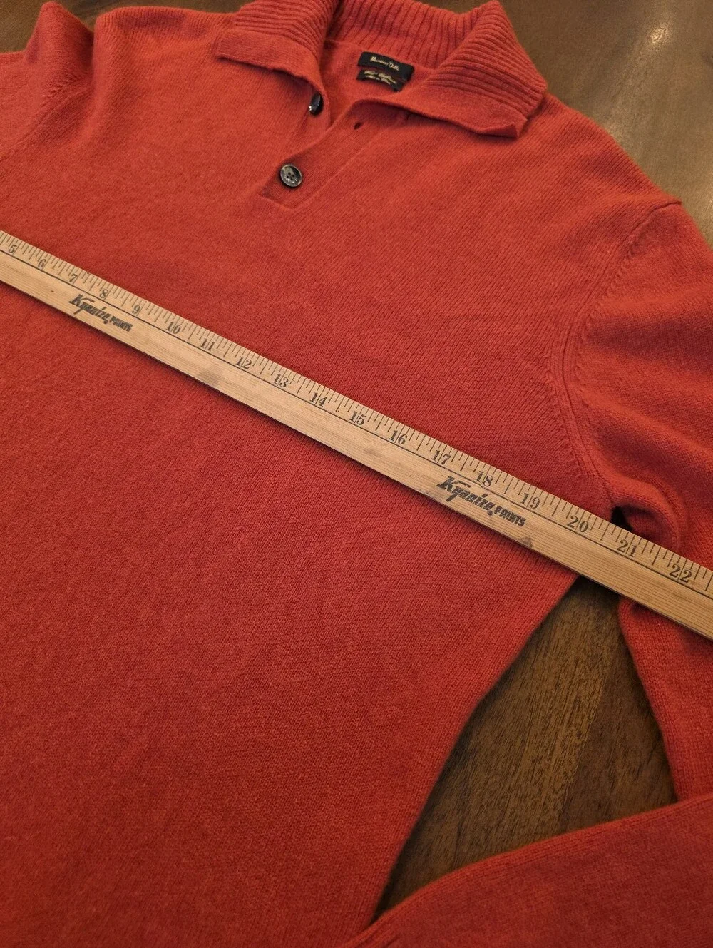 MASSIMO DUTTI Pumpkin Orange Button Collared Polo Sweater Size M Wool Cashmere